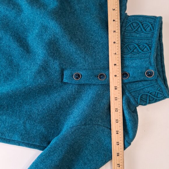 Merrell Fleece Sweater Button Neck Cable Knit - Picture 6 of 11